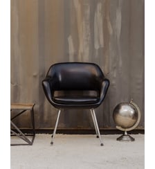 Fauteuil en cuir noir et chromé Jakob N°1337- Produit chiné Debongout