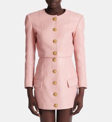 Veste courte en cuir d’agneau Balmain