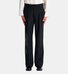 Pantalon à plis en laine brodée « Sand Effect » Balmain