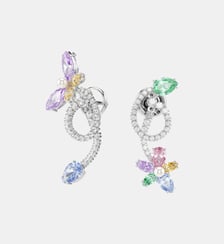 Pendants d’oreilles transformables Ariana Grande x Swarovski, Libellule, fleur, Métal rhodié Swarovski