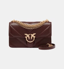 Sac porté épaule mini love bag one en cuir et cuir nappa à chevrons et triple chaîne Pinko
