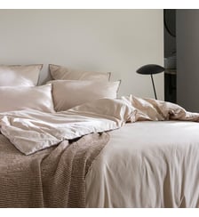 Housse de Couette en satin de coton lavé, RÊVE SATINÉ Blanc Cerise