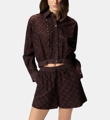 Chemise cropped avec broderie anglaise Pinko