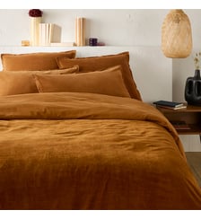 Housse de couette biface velours/coton lavé Noria La Redoute Interieurs