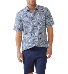 Chemise imprimée droite en lin et coton manches courtes Becksley Rodd & Gunn
