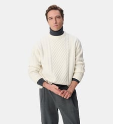 Pull col rond tricot points torsades Ikks