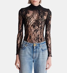 Body en dentelle à manches longues Balmain