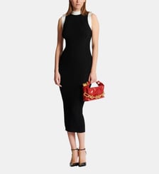 Robe longue bicolore en maille torsadée Balmain