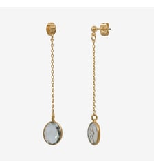 Boucles d'oreilles dorées onyx longues - SERTI PM Caroline Najman