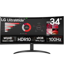 Ecran PC UltraWide 34WR50QK-B 34" incurvé VA WQHD 100 Hz HDR10 Lg
