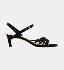Monroe - Sandales En Cuir Chèvre Velours Noir Parallèle