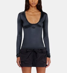 Top slim en nylon à encolure dégagée avec Logo Oval D brodé Diesel