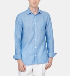 Chemise en lin bleu coupe droite Atelier Privé