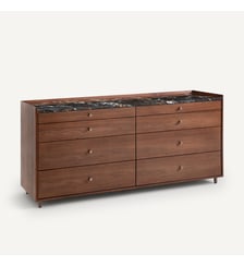 Commode 6 tiroirs plaqué noyer marbre ambré AM.PM