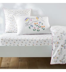 Drap-housse enfant, en 50% coton recyclé, bonnet 25 cm, imprimé licornes La Redoute Interieurs