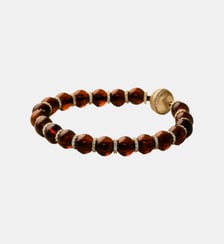 Bracelet plaqué or jaune 18K avec résine marron, cristaux et motifs sphériques Aristocrazy