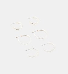 Set de 3 paires de petites créoles argentées Balaboosté