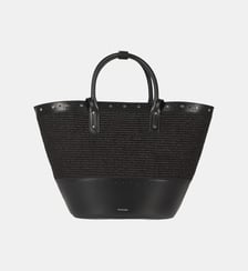 Sac cabas en cuir et raphia The Kooples
