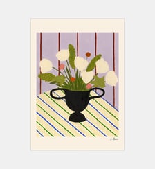 Poster   Flowers on Striped Cloth - The Poster Club x Carla Llnaos Poster & Frame