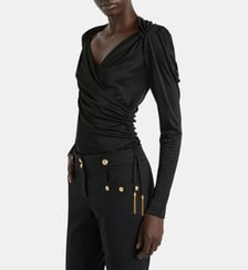 Top drapé en jersey fluide Balmain