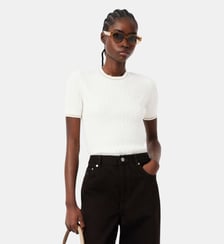 Pull manches courtes maille torsadée Lacoste