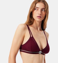 Brassière triangle mesh rayé velours Lacoste