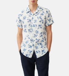 Chemise florale slim en lin manches courtes Portland Island Rodd & Gunn