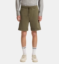 Short droit en molleton de coton avec badge logo BOSS