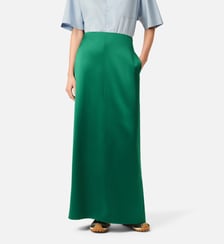 Jupe droite longue en viscose et laine AMI Paris