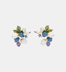 Boucles d'oreilles tiges myrtilles, fleurs blanches et luciole Les Néréides