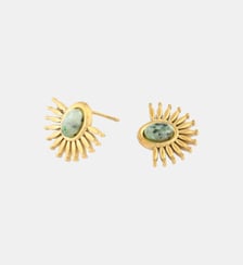 Boucles d'oreilles puces demi lune en acier inoxydable avec pierre Balaboosté