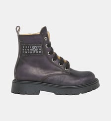 Bottes de combat en cuir avec logo MM6 Maison Margiela