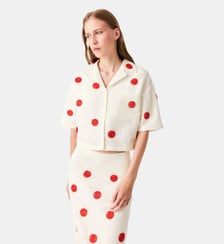 Chemise en lin et soie brodée Maje