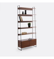 Bibliothèque, en métal acier et plaqué noyer hauteur 220 cm La Redoute Interieurs