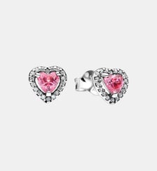 Clous d'Oreilles Cœurs Surélevés Roses Pandora