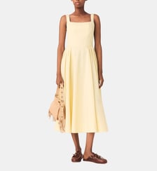 Robe midi évasée et galons strassés Maje