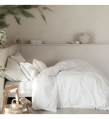 Housse de couette en percale de coton prestige 120 fils, VOLUPTÉ PURE Blanc Cerise