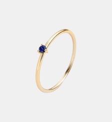 Bague solitaire en or jaune 9K avec saphir bleu Aristocrazy