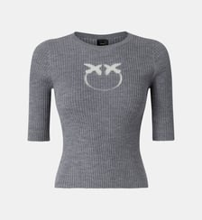 Pull à manches courtes en laine à logo Pinko