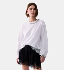 T-shirt avec dentelle et ornements bijoux Liu Jo