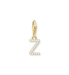 Thomas Sabo Pendentif Charm lettre Z avec pierres blanches plaqué or doré or jaune 18 carats, Argent sterling 925 Thomas Sabo
