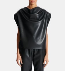 Top drapé en faux cuir Balmain
