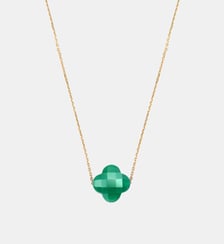 Collier, agate verte, or jaune Morganne Bello