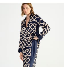 Pyjama col tailleur en satin de viscose, Entrelac Laurence Tavernier