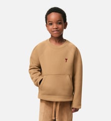 Sweatshirt Blanc Col Rond Ami de Coeur En Coton AMI Paris