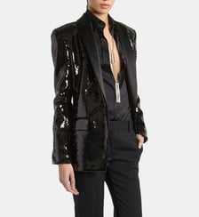 Veste 1 bouton en satin avec sequins Balmain