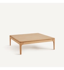 Table basse carrée en chêne massif et plaqué, 2 tiroirs AM.PM