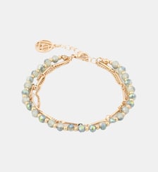 Bracelet multi rangs avec perles à facettes vertes Balaboosté