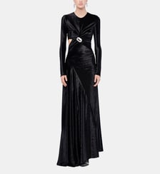 Robe longue drapée en velours Rabanne