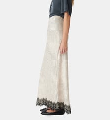Jupe midi motif pois et dentelle Ikks